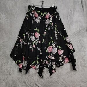 Y2k Skirt‎ M Dark Floral Handkerchief Hem Fairy Grunge Dark Romantic Bloomcore
